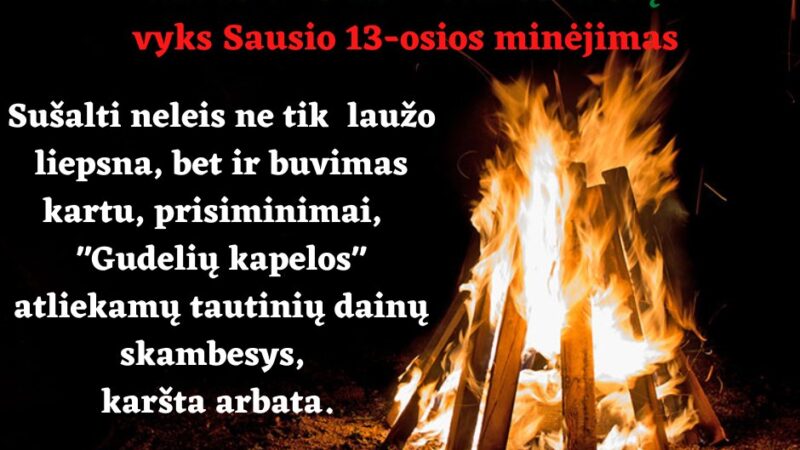 Skelbimas 2023-01-13 Sausio 13osios minėjimas Gudeliuose