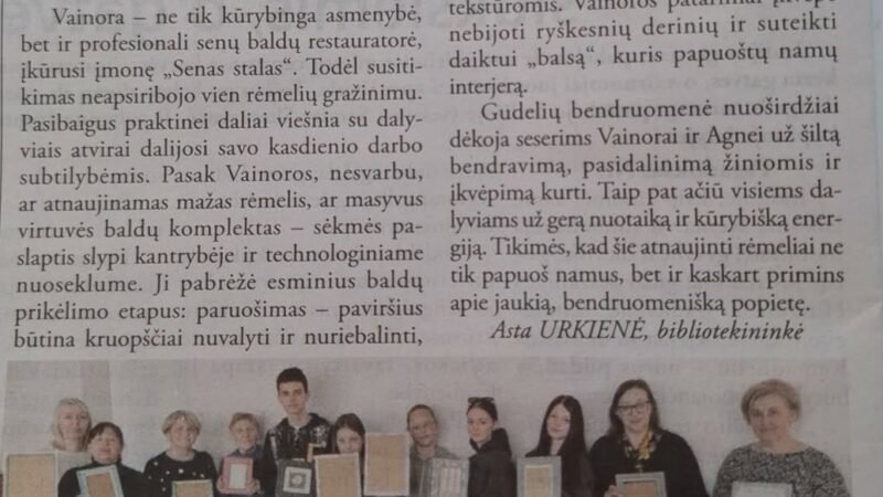 Suvalkietyje – straipsnelis apie Gudelių bibliotekoje vykusią edukaciją